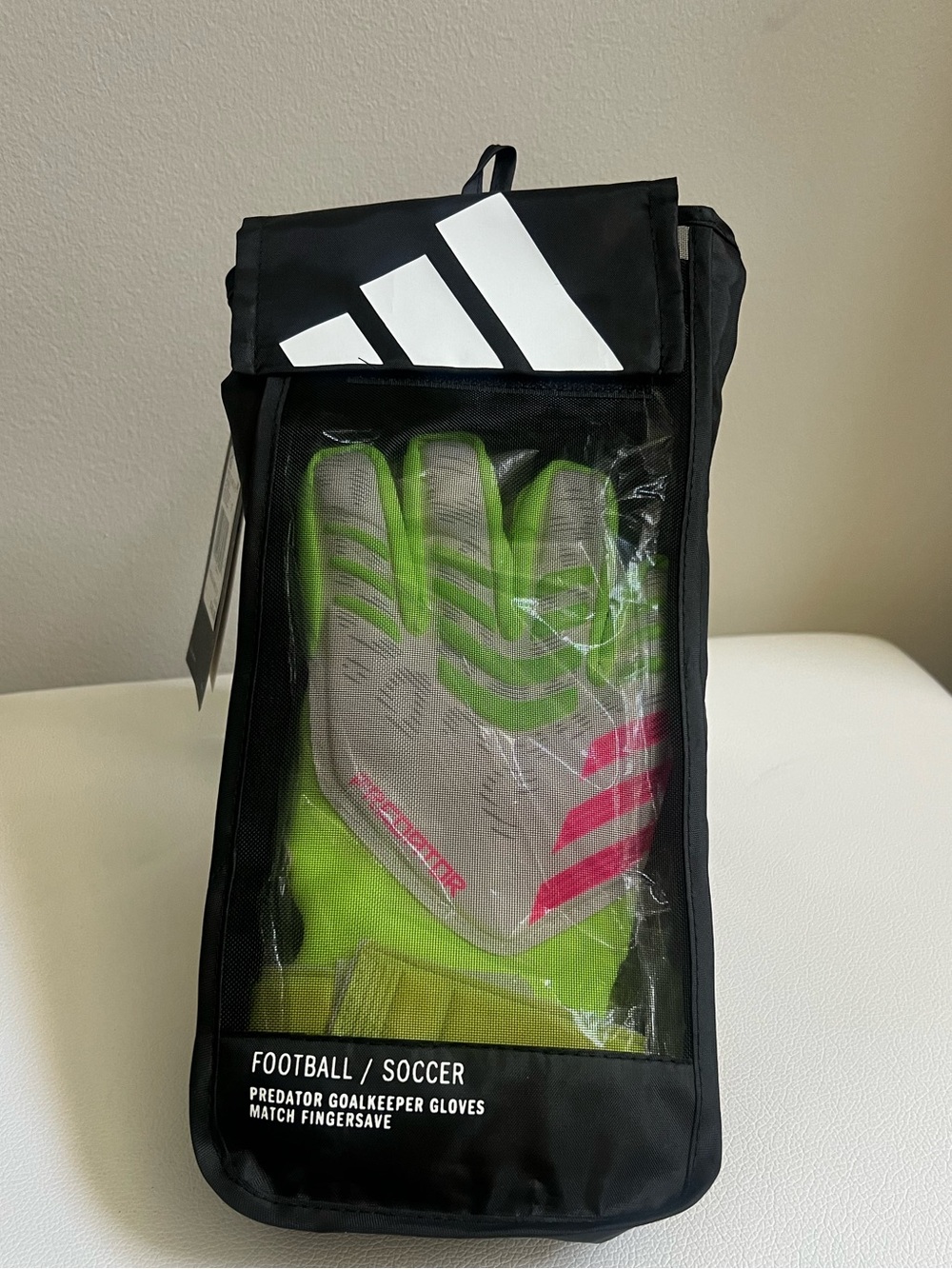 Adidas Predator Goalkeeper Gloves - Neon Green/Grey/Pink Size 7